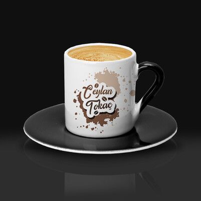 Kahve Tasarımlı İsme Özel Fincan - Thumbnail