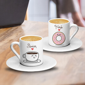 Kahve ve Donut İkili Kahve Fincanı - Thumbnail