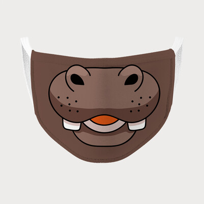 Kahverengi Su Aygırı Tasarım Çocuk Maskesi - Thumbnail
