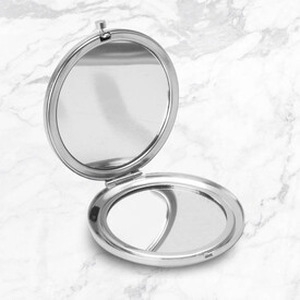 Kalp Desenli İsme Özel Metal Makyaj Aynası - Thumbnail
