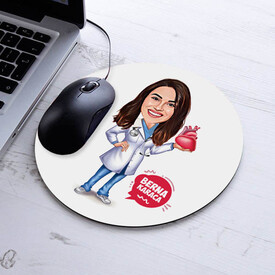 Kalp Doktoru Kadın Karikatürlü Mousepad - Thumbnail