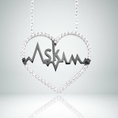  - Kalp İçinde Aşkım Yazılı Gümüş Kolye