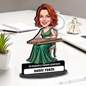  - Kanun Sanatçısı Müzisyen Kadın Karikatürlü Biblo