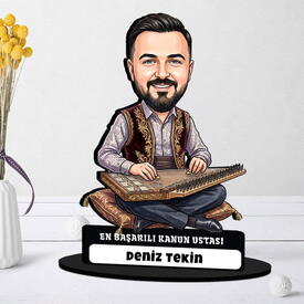 Organist Müzisyen Erkek Karikatürlü Kanvas Tablo - Thumbnail