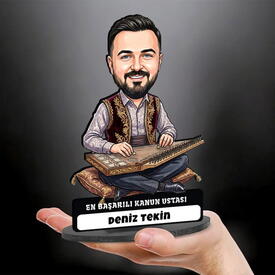 Organist Müzisyen Erkek Karikatürlü Kanvas Tablo - Thumbnail