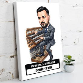  - Organist Müzisyen Erkek Karikatürlü Kanvas Tablo