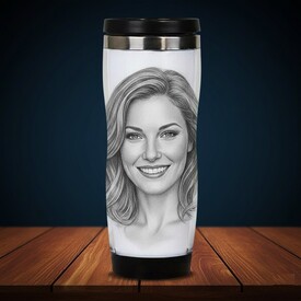  - Karakalem Resim Efektli Termos Bardak