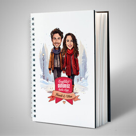 Karda Yürüyüş ve Aşkımız Karikatürlü Defter - Thumbnail
