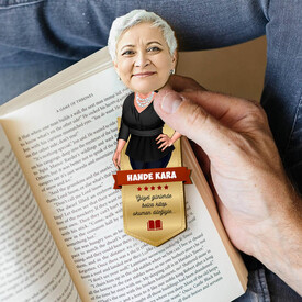 Karikatürlü Bakımlı Kadın Kitap Okuma Ayracı - Thumbnail