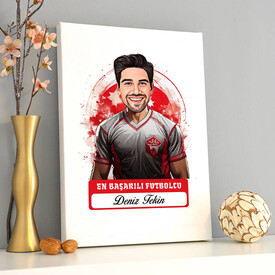 Karikatürlü En Başarılı Erkek Futbolcu Kanvas Tablo - Thumbnail