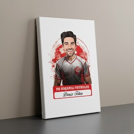  - Karikatürlü En Başarılı Erkek Futbolcu Kanvas Tablo