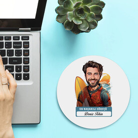 Karikatürlü En Başarılı Erkek Sörfçü Mousepad - Thumbnail