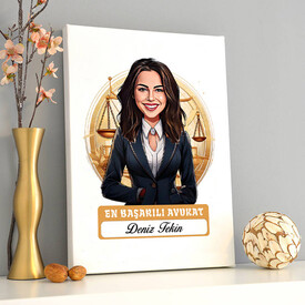 Karikatürlü En Başarılı Kadın Avukat Kanvas Tablo - Thumbnail