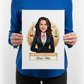  - Karikatürlü En Başarılı Kadın Avukat Kanvas Tablo