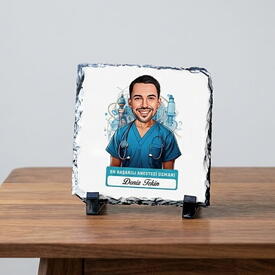  - Karikatürlü En İyi Erkek Anestezi Uzmanı Dekoratif Taş