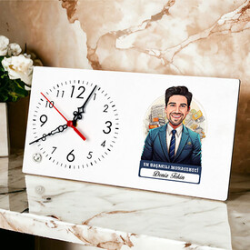 Karikatürlü En İyi Erkek Muhasebeci Masa Saati - Thumbnail