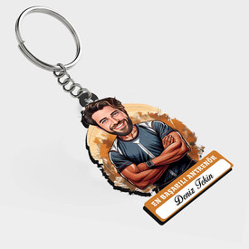  - Karikatürlü - Erkek Antrenör İsimli Anahtarlık