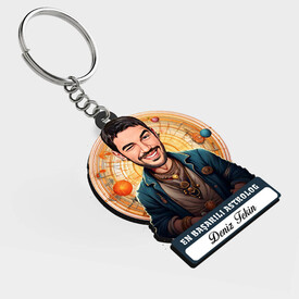  - Karikatürlü - Erkek Astrolog İsimli Anahtarlık