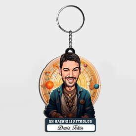  - Karikatürlü - Erkek Astrolog İsimli Anahtarlık