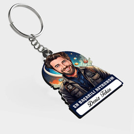  - Karikatürlü - Erkek Astronom İsimli Anahtarlık