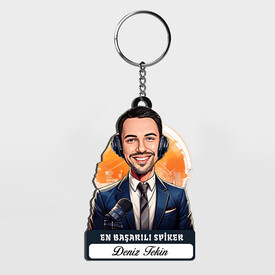  - Karikatürlü - Erkek Başarılı Spiker Anahtarlık
