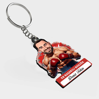  - Karikatürlü - Erkek Boksör İsimli Anahtarlık