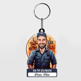  - Karikatürlü - Erkek Çilingir İsimli Anahtarlık