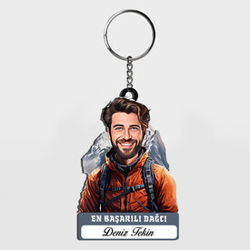  - Karikatürlü - Erkek Dağcı İsimli Anahtarlık