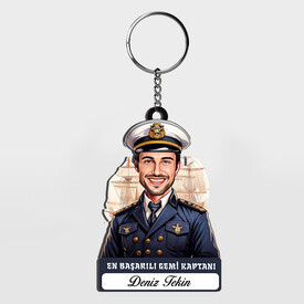  - Karikatürlü - Erkek Gemi Kaptanı İsimli Anahtarlık