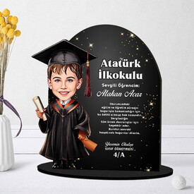  - Karikatürlü Erkek İlkokul Öğrencisi Mezuniyet Biblosu