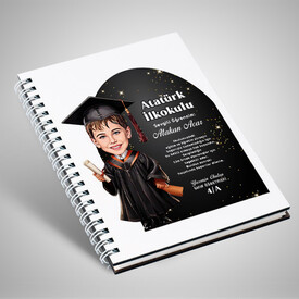  - Karikatürlü Erkek İlkokul Öğrencisi Mezuniyet Defter
