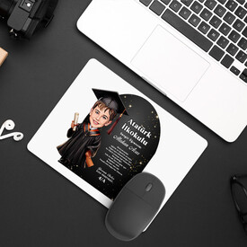 Karikatürlü Erkek İlkokul Öğrencisi Mezuniyet Mousepad - Thumbnail