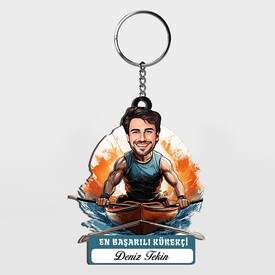  - Karikatürlü - Erkek Kürekçi İsimli Anahtarlık