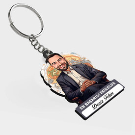  - Karikatürlü - Erkek Psikolog İsimli Anahtarlık