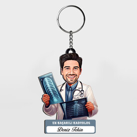  - Karikatürlü - Erkek Radyolog İsimli Anahtarlık