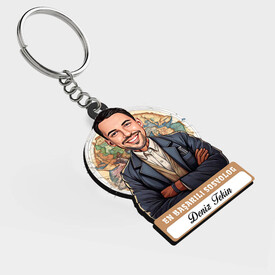  - Karikatürlü - Erkek Sosyolog İsimli Anahtarlık