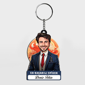  - Karikatürlü - Erkek Spiker İsimli Anahtarlık