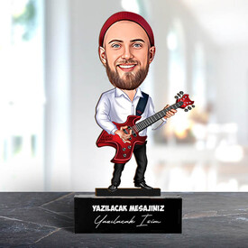 Karikatürlü Gitarist Erkek Masa Biblosu - Thumbnail