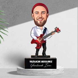 Karikatürlü Gitarist Erkek Masa Biblosu - Thumbnail