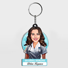  - Karikatürlü - Güzel Hemşire İsimli Anahtarlık