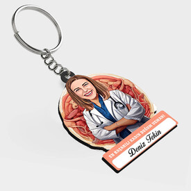  - Karikatürlü - Kadın Doğum Uzmanı İsimli Anahtarlık