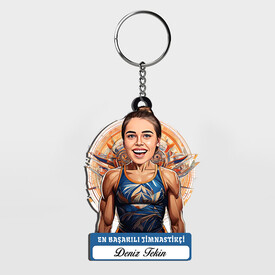  - Karikatürlü - Kadın Jimnastikçi İsimli Anahtarlık