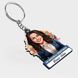  - Karikatürlü - Kadın Öğretmen İsimli Anahtarlık