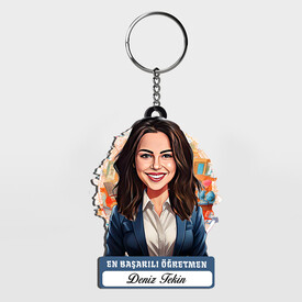  - Karikatürlü - Kadın Öğretmen İsimli Anahtarlık