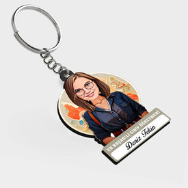  - Karikatürlü - Kadın Sınıf Öğretmeni İsimli Anahtarlık