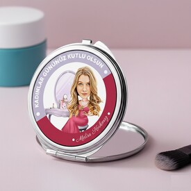  - Karikatürlü Kadınlar Günü Makyaj Aynası