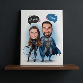  - Karikatürlü Kahraman Çiftler Kanvas Tablo