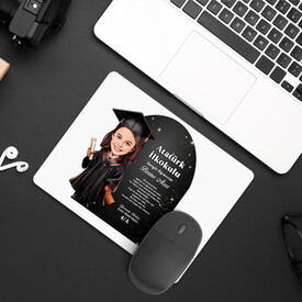 Karikatürlü Kız İlkokul Öğrencisi Mezuniyet Mousepad - Thumbnail
