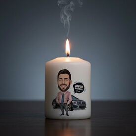  - Karikatürlü Siyah Arabalı Erkek Mum