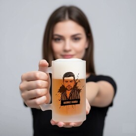  - Karikatürlü Tasarım Erkeğe Hediye Bira Bardağı